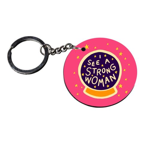 Crafty Worth | keychain for girls stylish latest | keychain for name Printed Wooden Keychains | Circle Shape Set of 2 keyrings 2×2 inch - alternate view