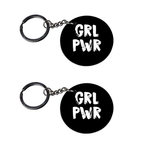 Crafty Worth | keychain for girls stylish | keychain for r15 v3 Printed Wooden Keychains | Circle Shape Set of 2 keyrings 2×2 inch
