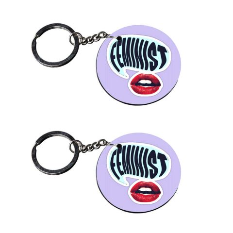 Crafty Worth | keychain girls power | keychain for riders Printed Wooden Keychains | Circle Shape Set of 2 keyrings 2×2 inch - alternate view