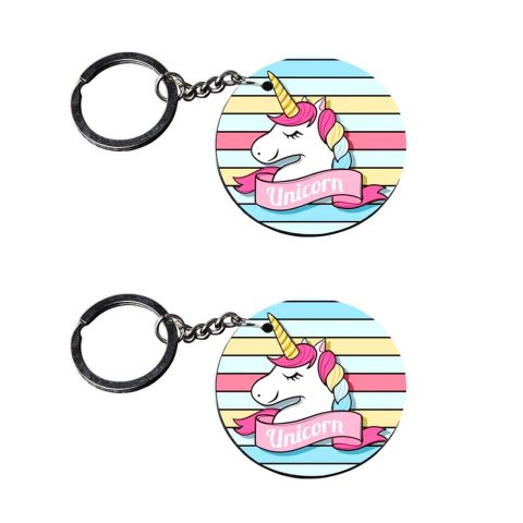 Crafty Worth | cute keychains unicorn | keychain for scooty key Printed Wooden Keychains | Circle Shape Set of 2 keyrings 2×2 inch - alternate view