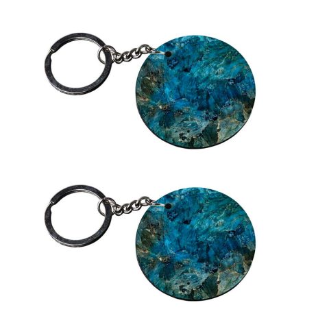Crafty Worth | green marble texture | keychain for volkswagen Printed Wooden Keychains | Circle Shape Set of 2 keyrings 2×2 inch - alternate view