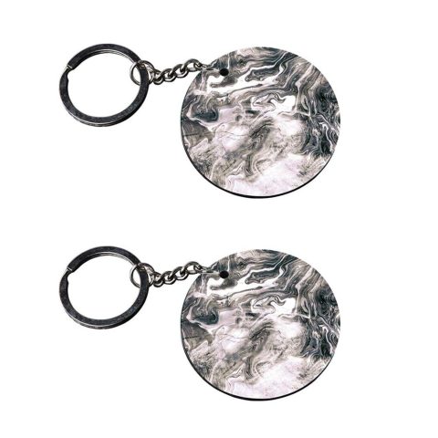 Crafty Worth | black and white marble | keychain for vespa bike Printed Wooden Keychains | Circle Shape Set of 2 keyrings 2×2 inch - alternate view