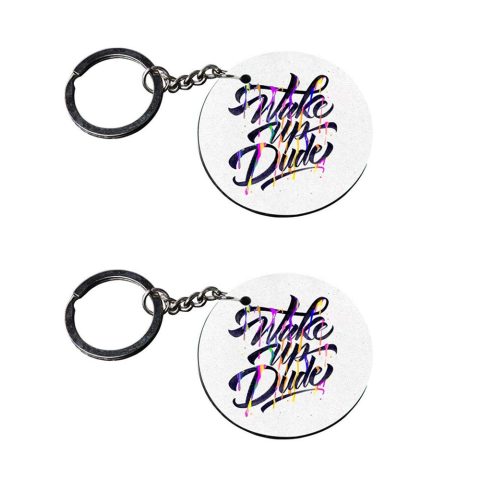 Crafty Worth | motivational keychain | keychain for wedding Printed Wooden Keychains | Circle Shape Set of 2 keyrings 2×2 inch - alternate view