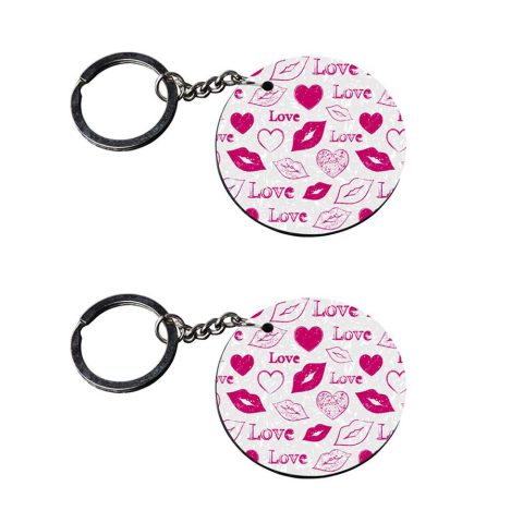 Crafty Worth | love texture keychain | keychain for yamaha fz Printed Wooden Keychains | Circle Shape Set of 2 keyrings 2×2 inch - alternate view