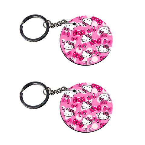 Crafty Worth | cat keychain | r keychain for girls Printed Wooden Keychains | Circle Shape Set of 2 keyrings 2×2 inch - alternate view