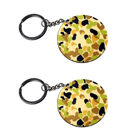 Crafty Worth | army keychain | keychain cube Printed Wooden Keychains | Circle Shape Set of 2 keyrings 2×2 inch - alternate view