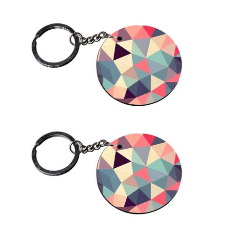 Crafty Worth | abstract keychain | keychain camera hd video recording Printed Wooden Keychains | Circle Shape Set of 2 keyrings 2×2 inch - alternate view