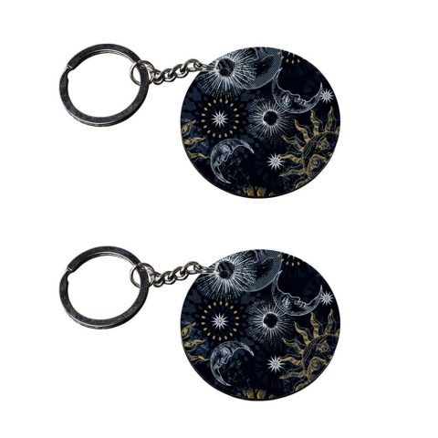 Crafty Worth | keychain with texture | keychain calendar Printed Wooden Keychains | Circle Shape Set of 2 keyrings 2×2 inch