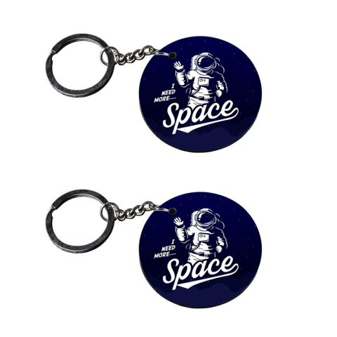 Crafty Worth | astronaut keychain | keychain jaguar Printed Wooden Keychains | Circle Shape Set of 2 keyrings 2×2 inch - alternate view