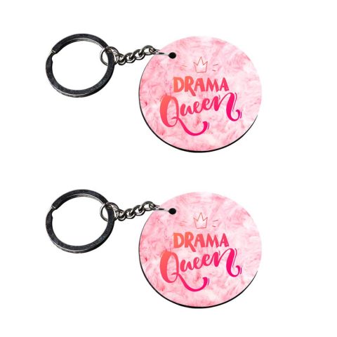 Crafty Worth | queen key chains | keychain in lighter Printed Wooden Keychains | Circle Shape Set of 2 keyrings 2×2 inch - alternate view