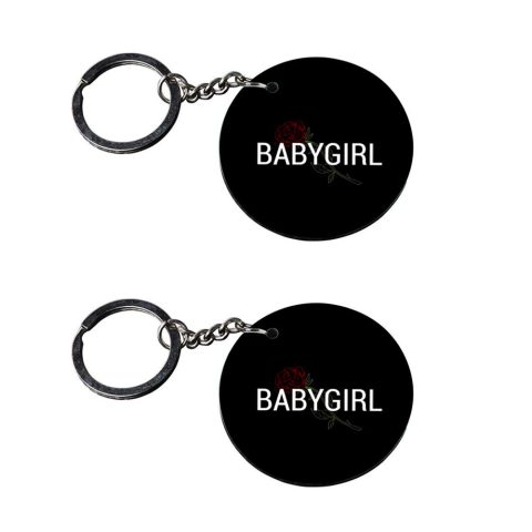 Crafty Worth | key chain for girls friend | keychain girls Printed Wooden Keychains | Circle Shape Set of 2 keyrings 2×2 inch