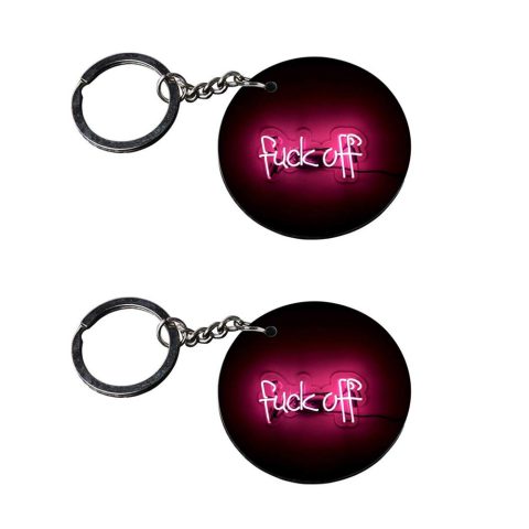 Crafty Worth | fuck off keychain | keychain kit Printed Wooden Keychains | Circle Shape Set of 2 keyrings 2×2 inch