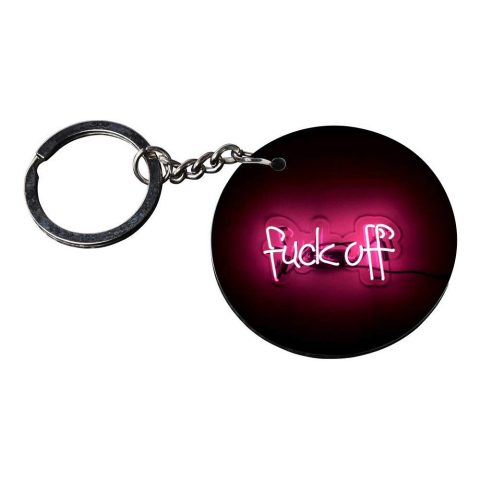 Crafty Worth | fuck off keychain | keychain kit Printed Wooden Keychains | Circle Shape Set of 2 keyrings 2×2 inch - alternate view
