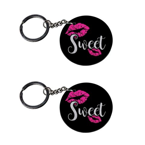 Crafty Worth | key chain for girls cheap | keychain keychain Printed Wooden Keychains | Circle Shape Set of 2 keyrings 2×2 inch