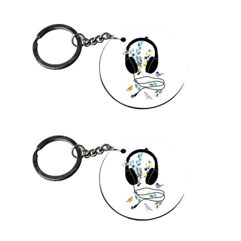 Crafty Worth | music keychain metal | keychain metal Printed Wooden Keychains | Circle Shape Set of 2 keyrings 2×2 inch
