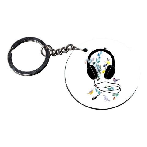 Crafty Worth | music keychain metal | keychain metal Printed Wooden Keychains | Circle Shape Set of 2 keyrings 2×2 inch - alternate view