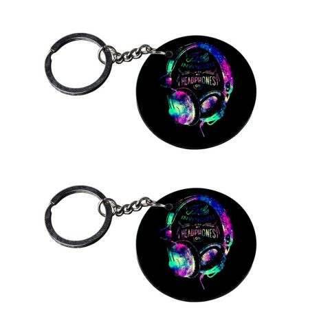 Crafty Worth | music symbol keychain | keychain light Printed Wooden Keychains | Circle Shape Set of 2 keyrings 2×2 inch