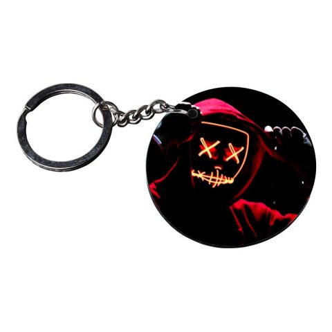Crafty Worth | X X smily marshmallow keychain | keychain love Printed Wooden Keychains | Circle Shape Set of 2 keyrings 2×2 inch - alternate view