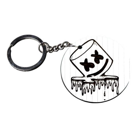 Crafty Worth | marshmallow X X Smilykeychain | keychain laiter Printed Wooden Keychains | Circle Shape Set of 2 keyrings 2×2 inch - alternate view