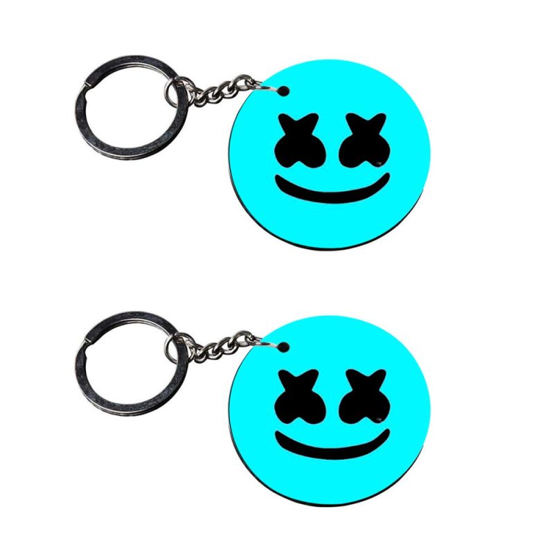 Crafty Worth | marshmallow keychain | keychain name tag Printed Wooden Keychains | Circle Shape Set of 2 keyrings 2x2 inch