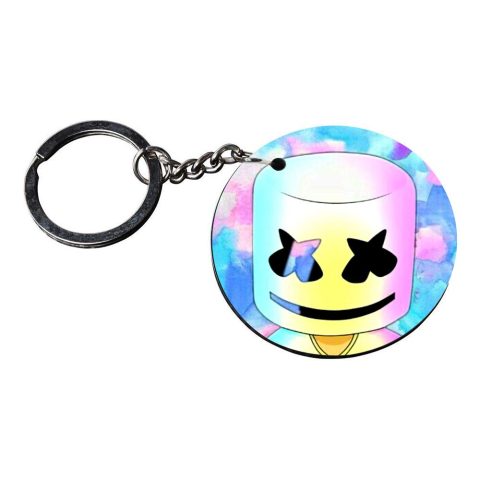 Crafty Worth | marshmallow keychain | keychain notebook Printed Wooden Keychains | Circle Shape Set of 2 keyrings 2×2 inch - alternate view