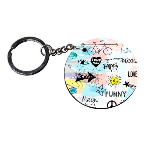 Crafty Worth | key chain for girls combo | keychain photo print Printed Wooden Keychains | Circle Shape Set of 2 keyrings 2×2 inch - alternate view