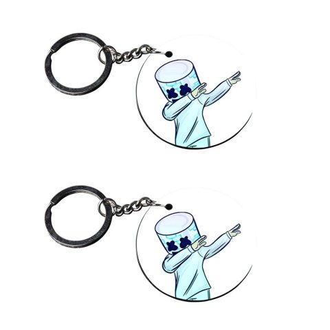 Crafty Worth | marshmallow dab keychain | keychain vintage Printed Wooden Keychains | Circle Shape Set of 2 keyrings 2×2 inch