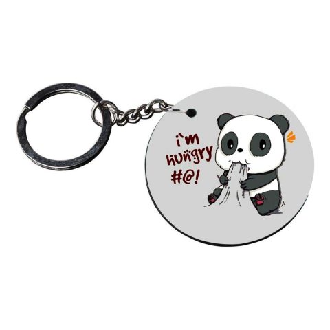 Crafty Worth | hungry panda | keychain with lock Printed Wooden Keychains | Circle Shape Set of 2 keyrings 2×2 inch - alternate view