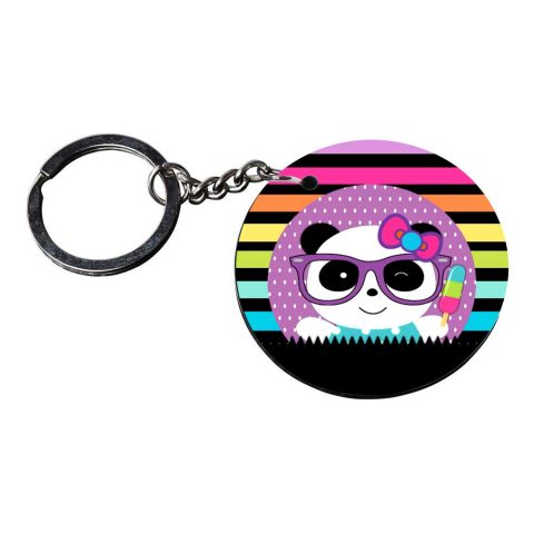Crafty Worth | panda keychains for girls | a keychain with letter a Printed Wooden Keychains | Circle Shape Set of 2 keyrings 2×2 inch - alternate view