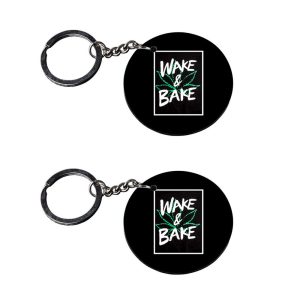CraftyWorth | kwid keychain | s keychains stylish Printed Wooden Keychains | Circle Shape Set of 2 keyrings 2x2 inch