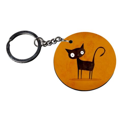 Crafty Worth | cat self defense keychain | keychain for avenger Printed Wooden Keychains | Circle Shape Set of 2 keyrings 2×2 inch - alternate view