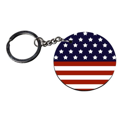 Crafty Worth | american flag keychains | keychain for dogs Printed Wooden Keychains | Circle Shape Set of 2 keyrings 2×2 inch - alternate view
