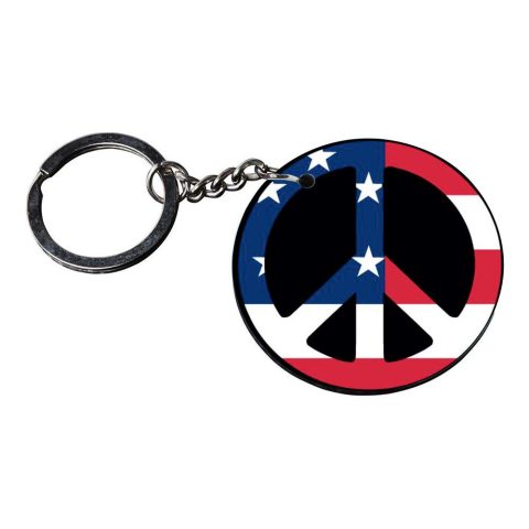 Crafty Worth | american flag keychains | keychain for doctors Printed Wooden Keychains | Circle Shape Set of 2 keyrings 2×2 inch - alternate view