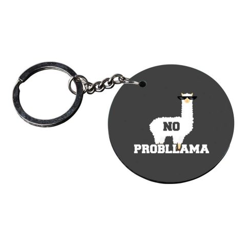 Crafty Worth | llama keychain for girls | keychain for bullet royal enfield Printed Wooden Keychains | Circle Shape Set of 2 keyrings 2×2 inch - alternate view