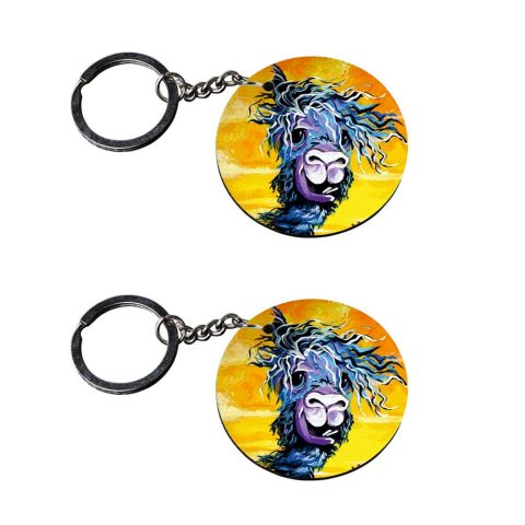 Crafty Worth | keychain for girls stylish latest | keychain for bike men stylish Printed Wooden Keychains | Circle Shape Set of 2 keyrings 2×2 inch