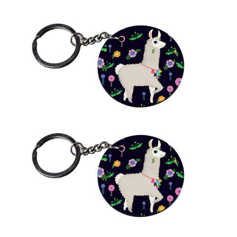 Crafty Worth | keychain for girls stylish latest | keychain for couples in love Printed Wooden Keychains | Circle Shape Set of 2 keyrings 2×2 inch