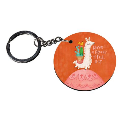 Crafty Worth | keychain for girls under 100 | keychain for car maruti suzuki Printed Wooden Keychains | Circle Shape Set of 2 keyrings 2×2 inch - alternate view