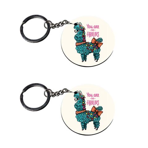 Crafty Worth | keychain for girls unicorn | keychain for car tata Printed Wooden Keychains | Circle Shape Set of 2 keyrings 2×2 inch
