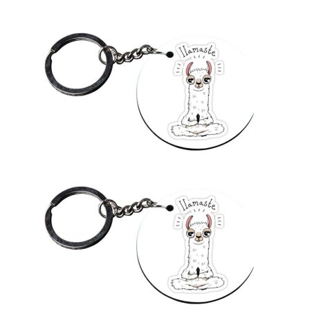 Crafty Worth | key chain for girls cute | keychain for friends Printed Wooden Keychains | Circle Shape Set of 2 keyrings 2×2 inch