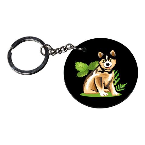 Crafty Worth | dog mom keychain | keychain for love heart Printed Wooden Keychains | Circle Shape Set of 2 keyrings 2×2 inch - alternate view
