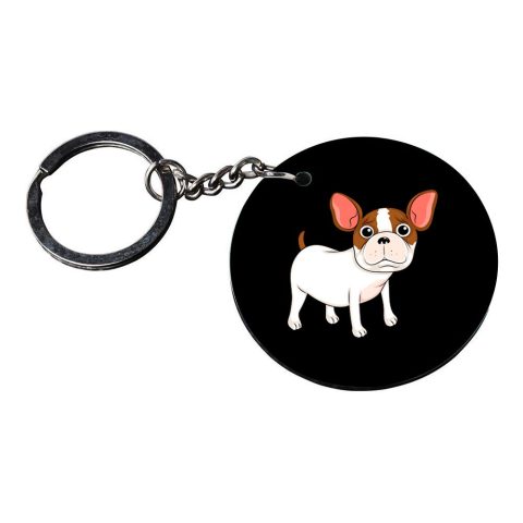 Crafty Worth | pug dog keychain | keychain for royal enfield bullet Printed Wooden Keychains | Circle Shape Set of 2 keyrings 2×2 inch