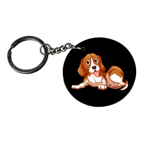 Crafty Worth | dog mom keychain | keychain for sister Printed Wooden Keychains | Circle Shape Set of 2 keyrings 2×2 inch - alternate view