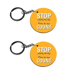 CraftyWorth | quotes keychain | keychain for teachers Printed Wooden Keychains | Circle Shape Set of 2 keyrings 2x2 inch