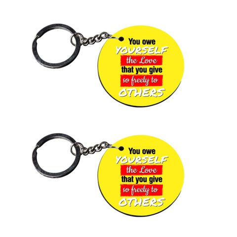 Crafty Worth | keychains for men with quotes | keychain for verna Printed Wooden Keychains | Circle Shape Set of 2 keyrings 2×2 inch