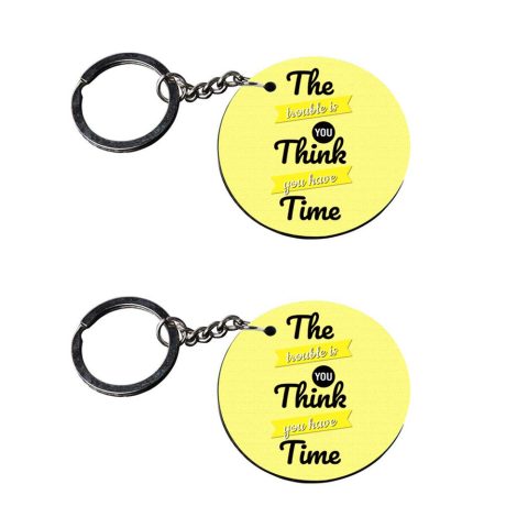 Crafty Worth | car keychain for men with quotes with led light | p keychain for girls Printed Wooden Keychains | Circle Shape Set of 2 keyrings 2×2 inch - alternate view