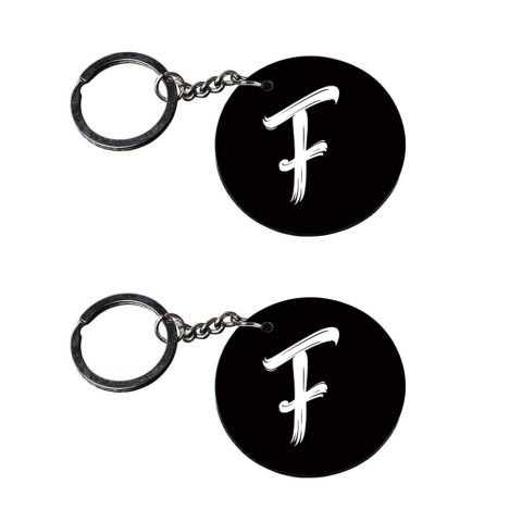 Crafty Worth | Alphabet F keychain | keychain bike Printed Wooden Keychains | Circle Shape Set of 2 keyrings 2×2 inch