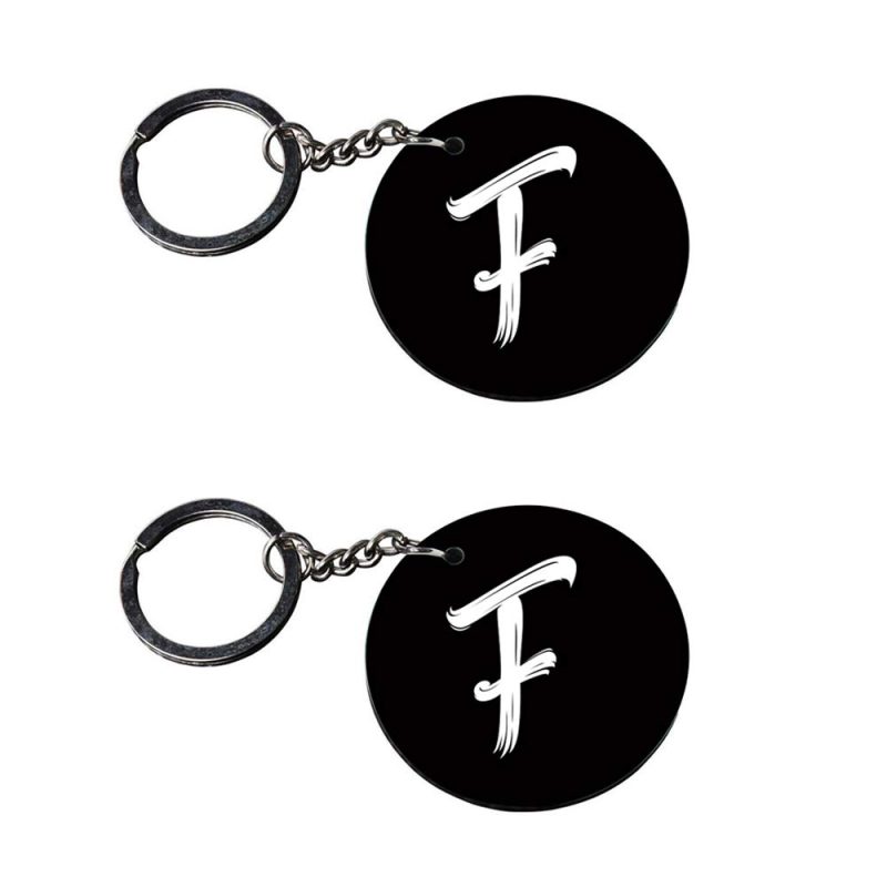 Crafty Worth | Alphabet F keychain | keychain bike Printed Wooden Keychains | Circle Shape Set of 2 keyrings 2x2 inch
