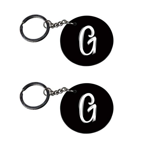 Crafty Worth | Alphabet G keychain | keychain bag Printed Wooden Keychains | Circle Shape Set of 2 keyrings 2×2 inch