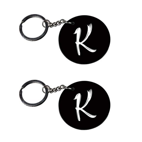 Crafty Worth | Alphabet K keychain | keychain bike number Printed Wooden Keychains | Circle Shape Set of 2 keyrings 2×2 inch