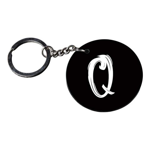 Crafty Worth | Alphabet Q keychain | keychain electronic Printed Wooden Keychains | Circle Shape Set of 2 keyrings 2×2 inch - alternate view